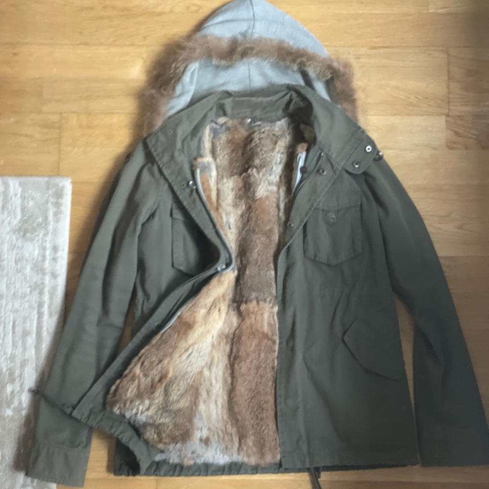La Rock luxe military Fur-lined jacket